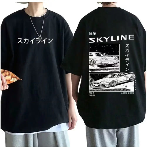 Men's Cotton T-Shirt Drift Japan Anime AE86 Inifirst D Summer Casual