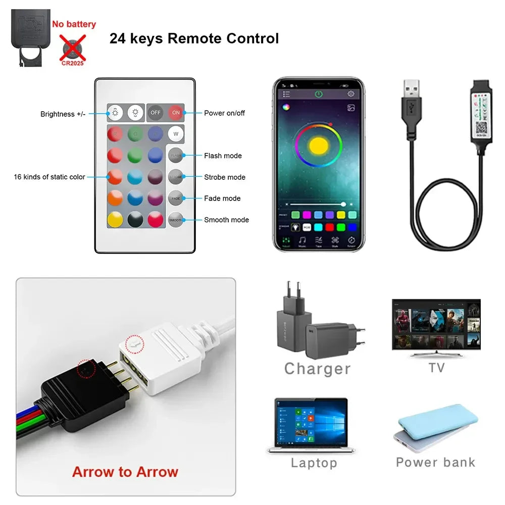RGB 5050 Led Strip Lights with Remote Control Led Tape Flexible RGB