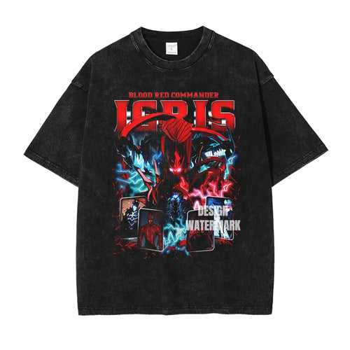 Anime S-Solo L-Leveling Shirts Vintage Washed Sung Jin-Woo T-shirt