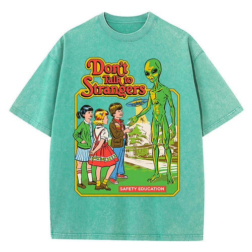 Cartoon Alien Classic Communication Print Women T-shirt Breathable