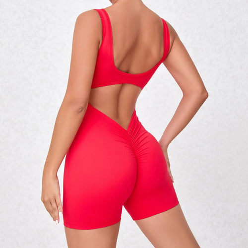 2025 S-XL Pad Women Gym Yoga Set Sports Rompers Deep V Back Fitness