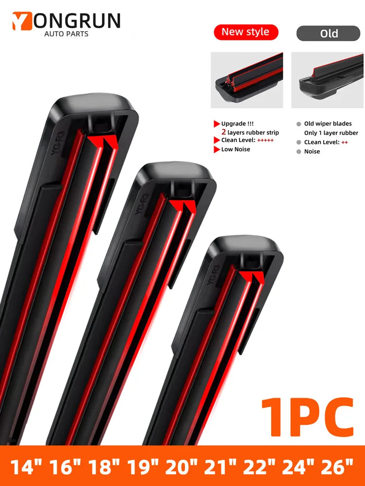 General J/U hook dual rubber strip wiper blade boneless car windshield