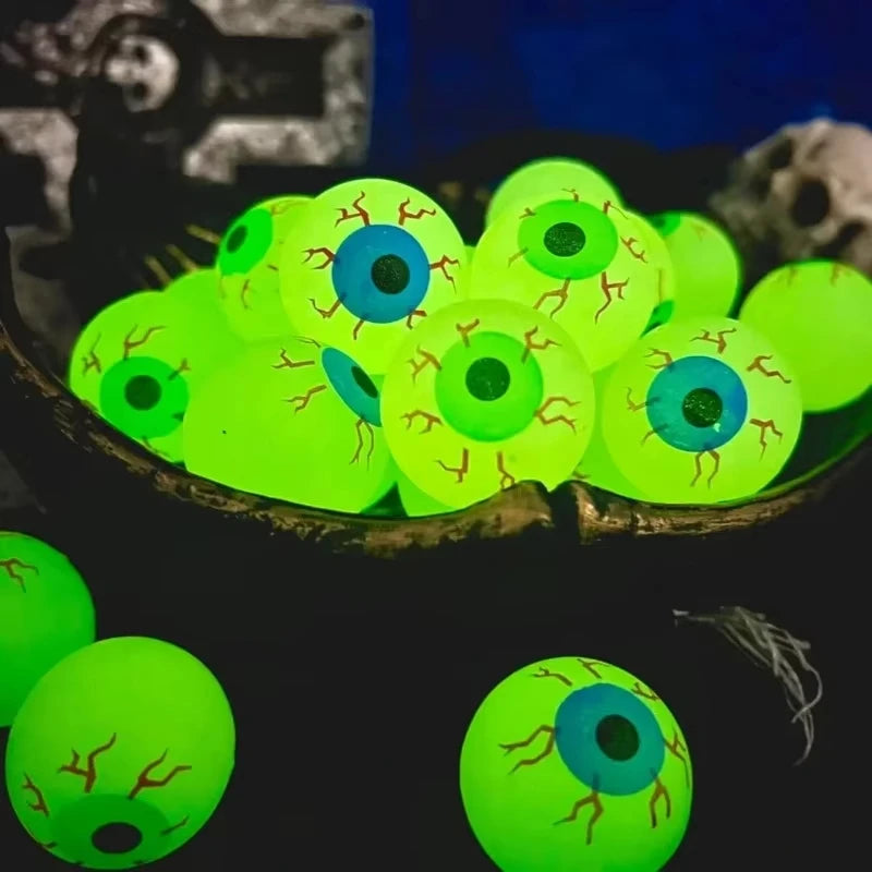 10/20/30Pcs Luminous Halloween Bouncing Balls Glow in The Dark Eyeball Scary Rubber Balls Toy for Halloween Party Favors Supply