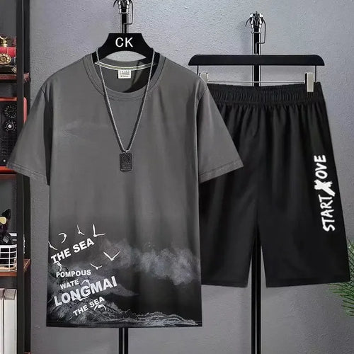 Youth quick-drying shorts Suits for men Summer Shorts Set casual thin
