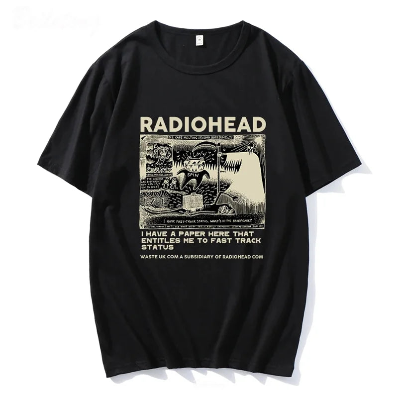 Radiohead T Shirt Men Vintage Classic Tees North America Tour Rock Boy