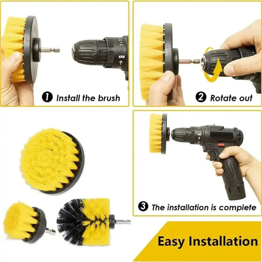 3pcs Drill Brush Attachment Set Power Scrubber Brush With Drill Scrub
