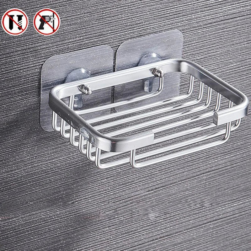 1PC Free Drill Soap Dish Holder Wall Mounted Storage Rack Holder