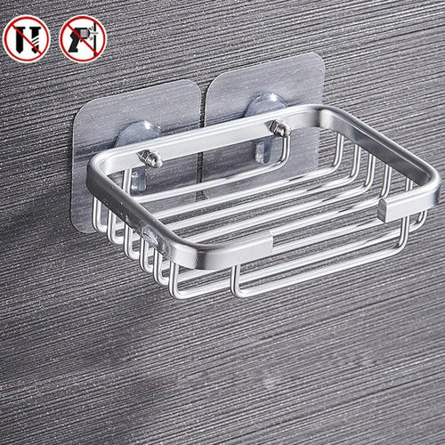 1PC Free Drill Soap Dish Holder Wall Mounted Storage Rack Holder