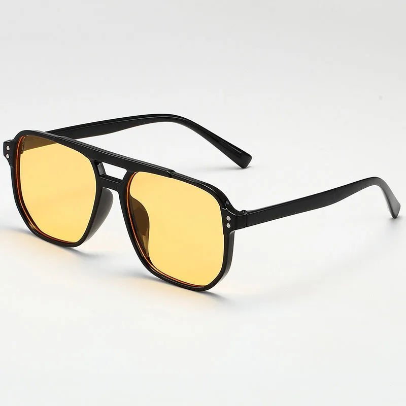 Women Men Square Sun Glasses Retro Polygon Sunglasses Female Black