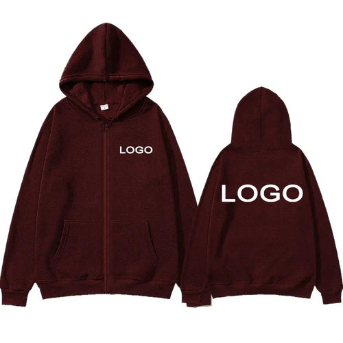 Customized Printed Men Women Zipper Up Hoodie Loose Casual Clothing
