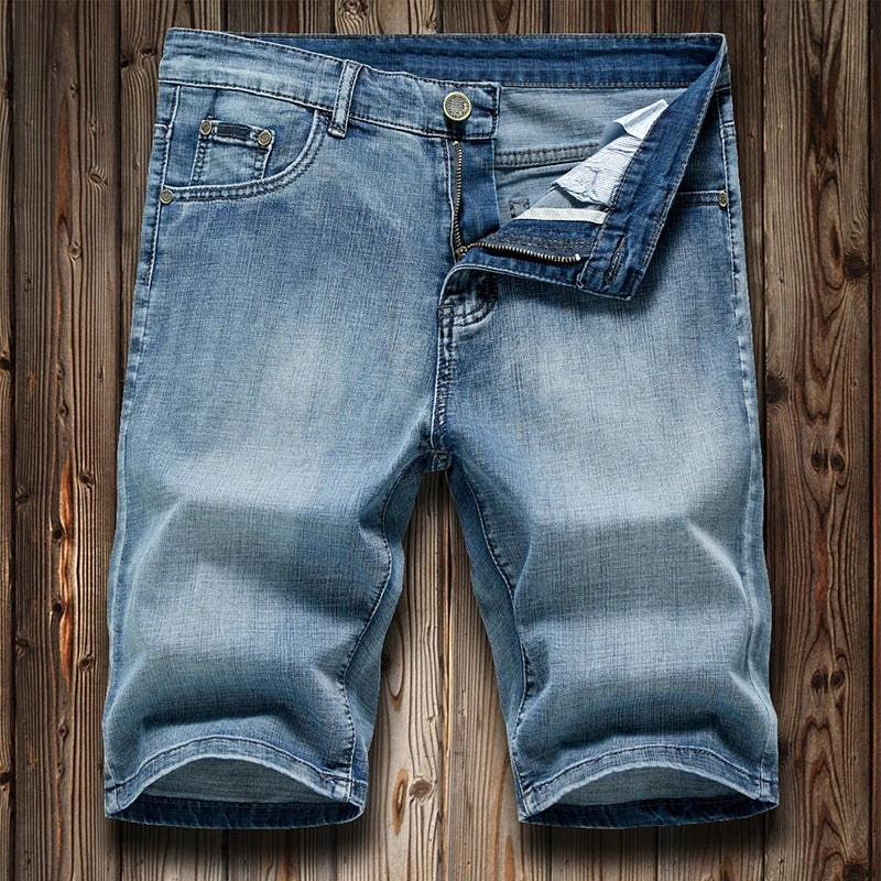 Summer Shorts Jeans Men Denim Pants Stretch Dark Blue Fashion Design