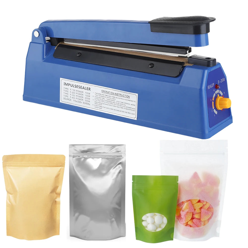 Impulse Sealer Manual Heat Sealer Machine for 8 inch Plastic Bags,