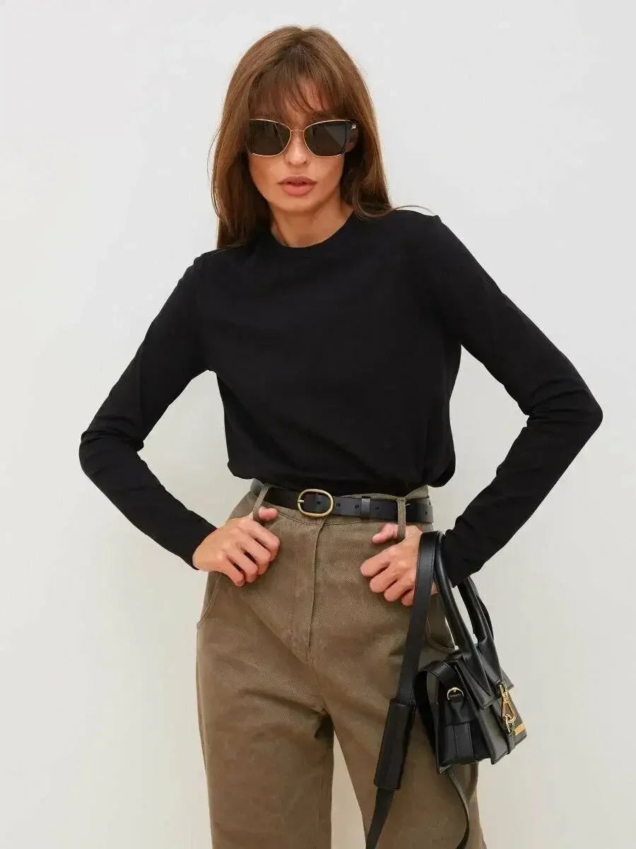 Bornladies Women's Spring Autumn 100% Cotton T-shirt Bottoming Basic