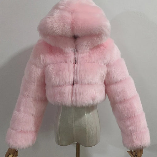 High Quality Furry Cropped Faux Fur Coats and Jackets Women Fluffy Top