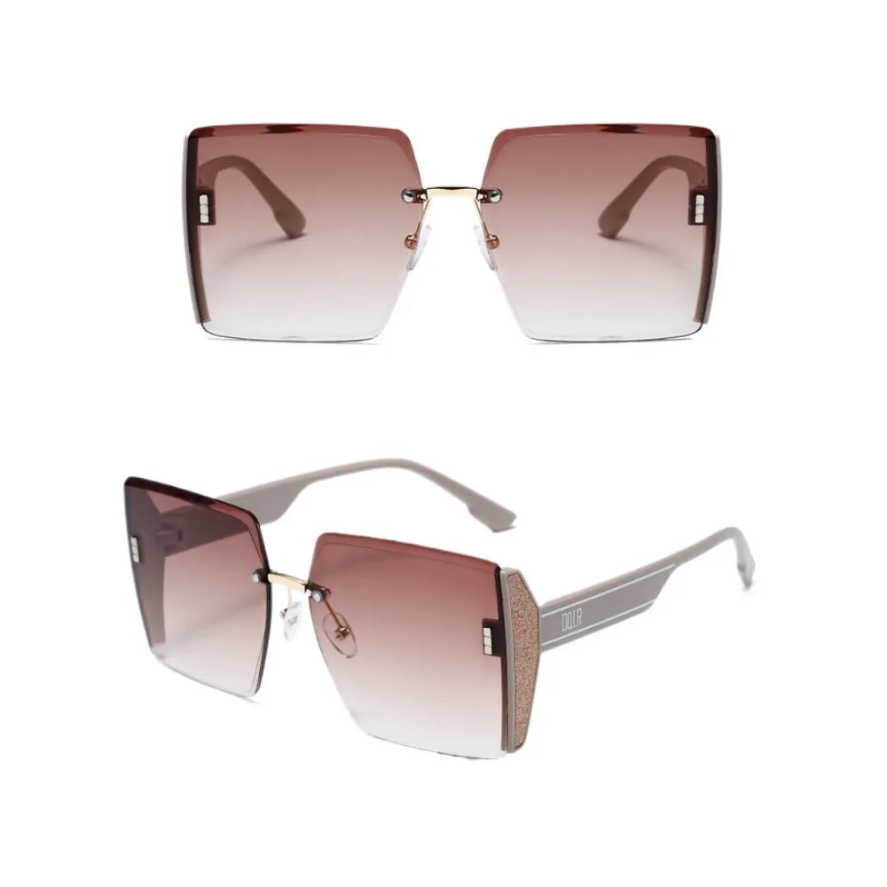 Square Frameless Retro Sunglasses for Women Fashion Vintage Glasses
