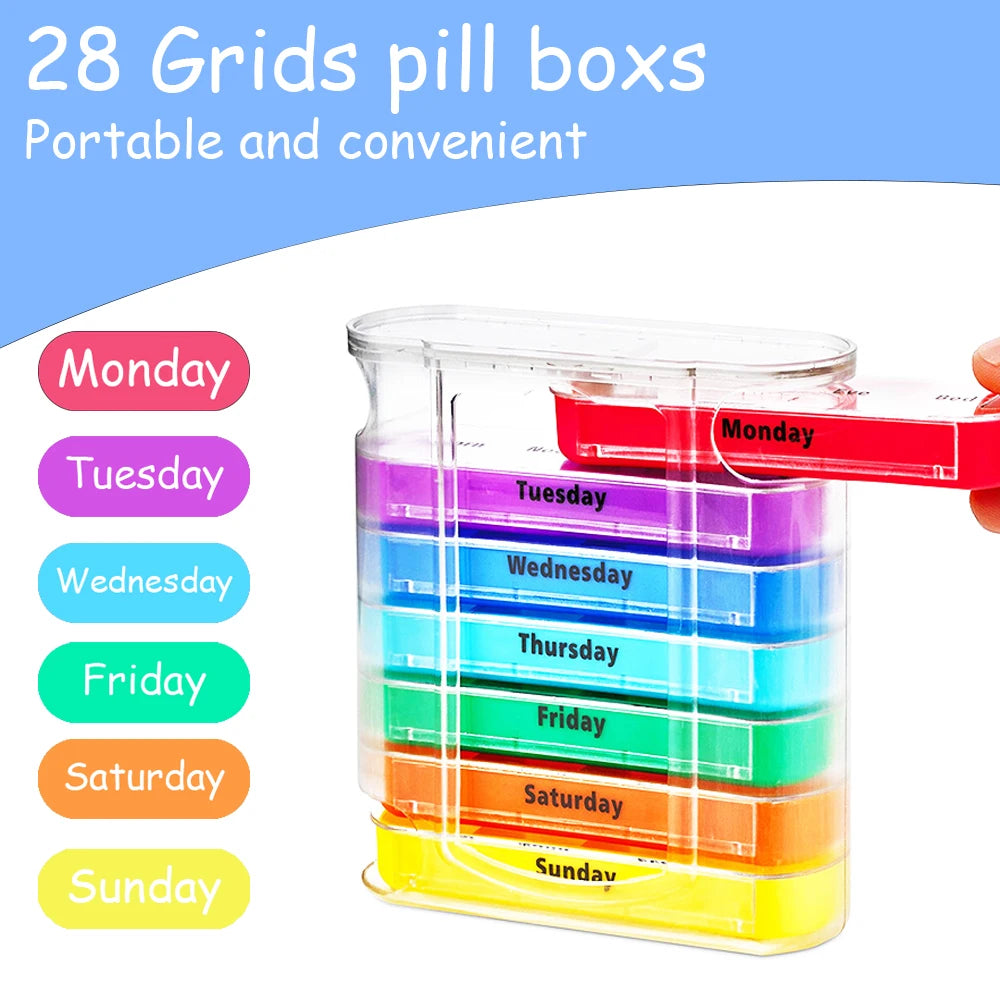 7 Days Pill Medicine Box Weekly Monthly Tablet Holder Storage