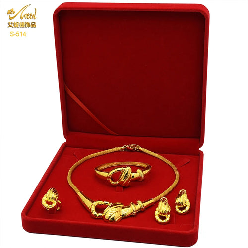 ANIID Dubai 24k Gold Plated Jewelry Set For Women Bridal Ethiopian