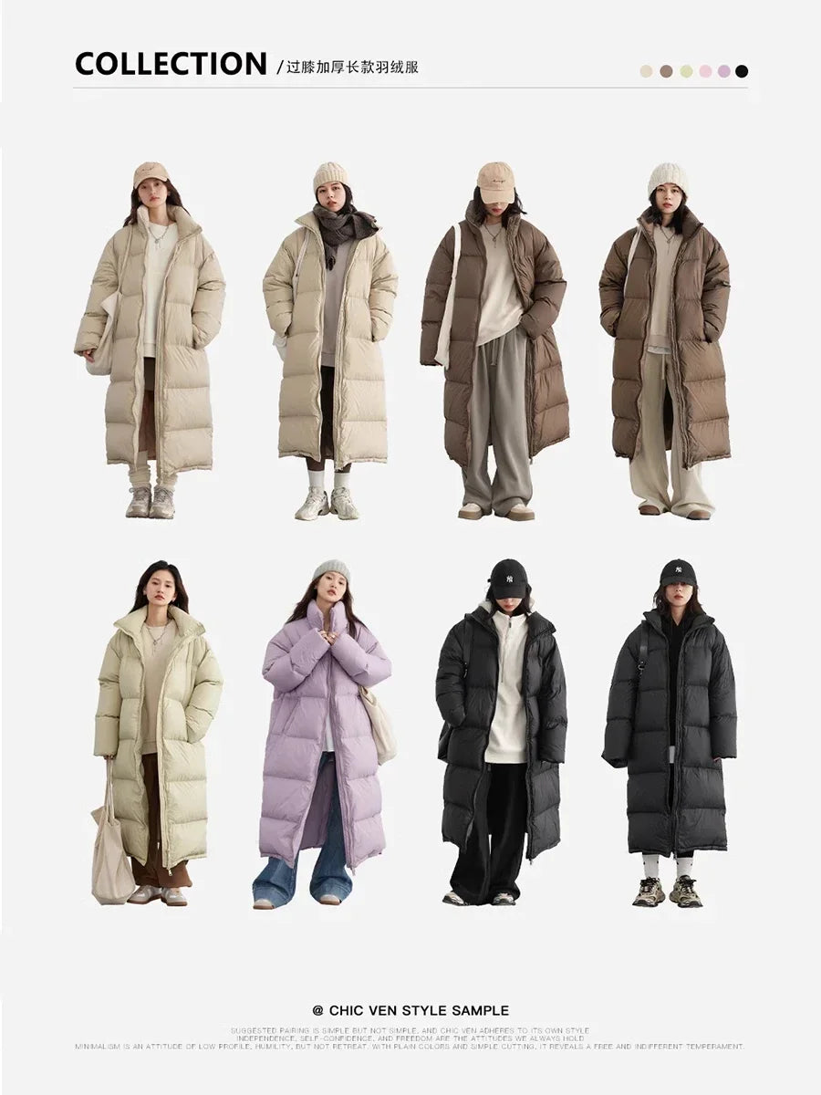 CHIC VEN Women Down Coats New Long Thick Warm Down Jackets Overcoat