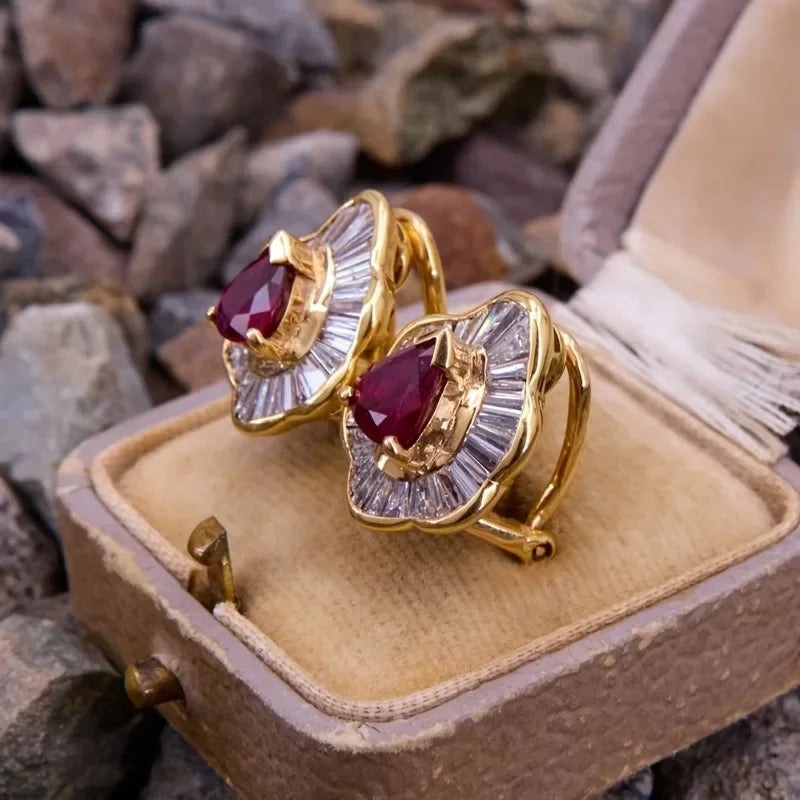 Luxury Super Shiny White Zirconia Vintage Synthetic Gemstone Earrings