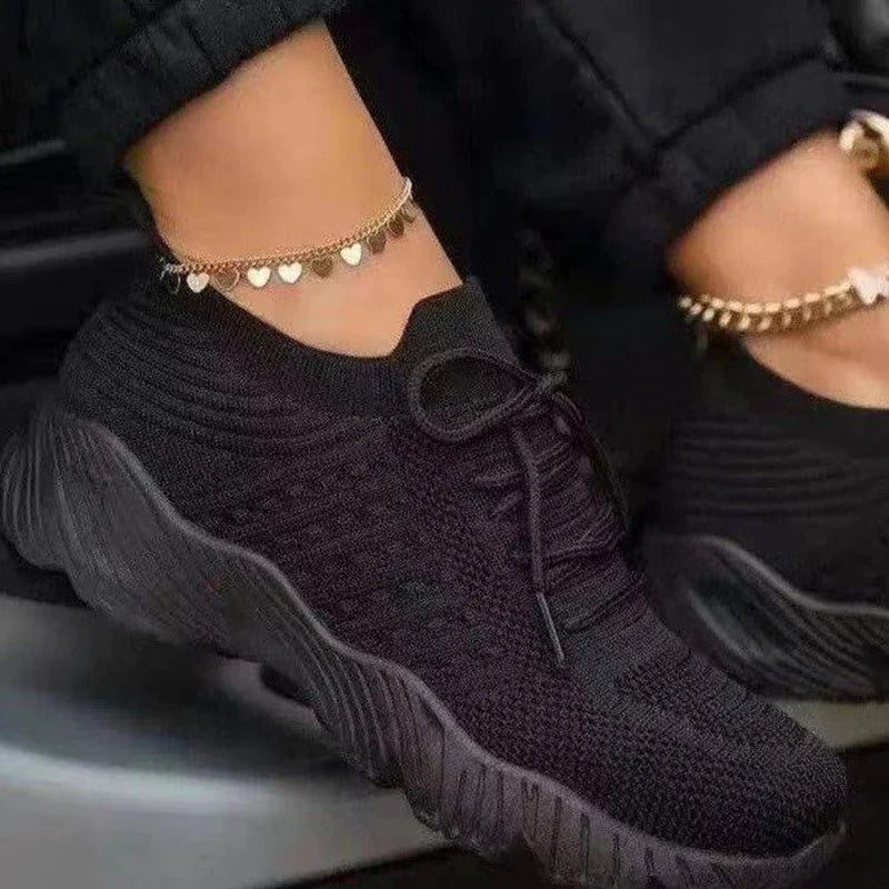Women's Sneakers Breathable Casual Women Socks Shoes Lace Up Ladies