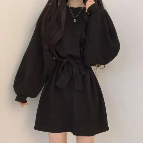 Solid Dresses Women Above Knee S-3XL Clothes Baggy Minimalist High