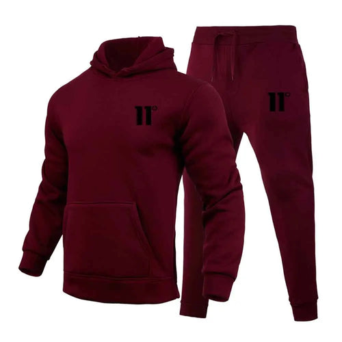 Fashion 11 Print Tracksuit for Men Hooded Sweatshirt and Sweatpants