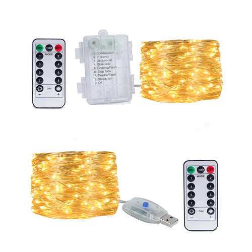 Led String Light Birthday Fairy Light USB/Battery Box Remote Garland