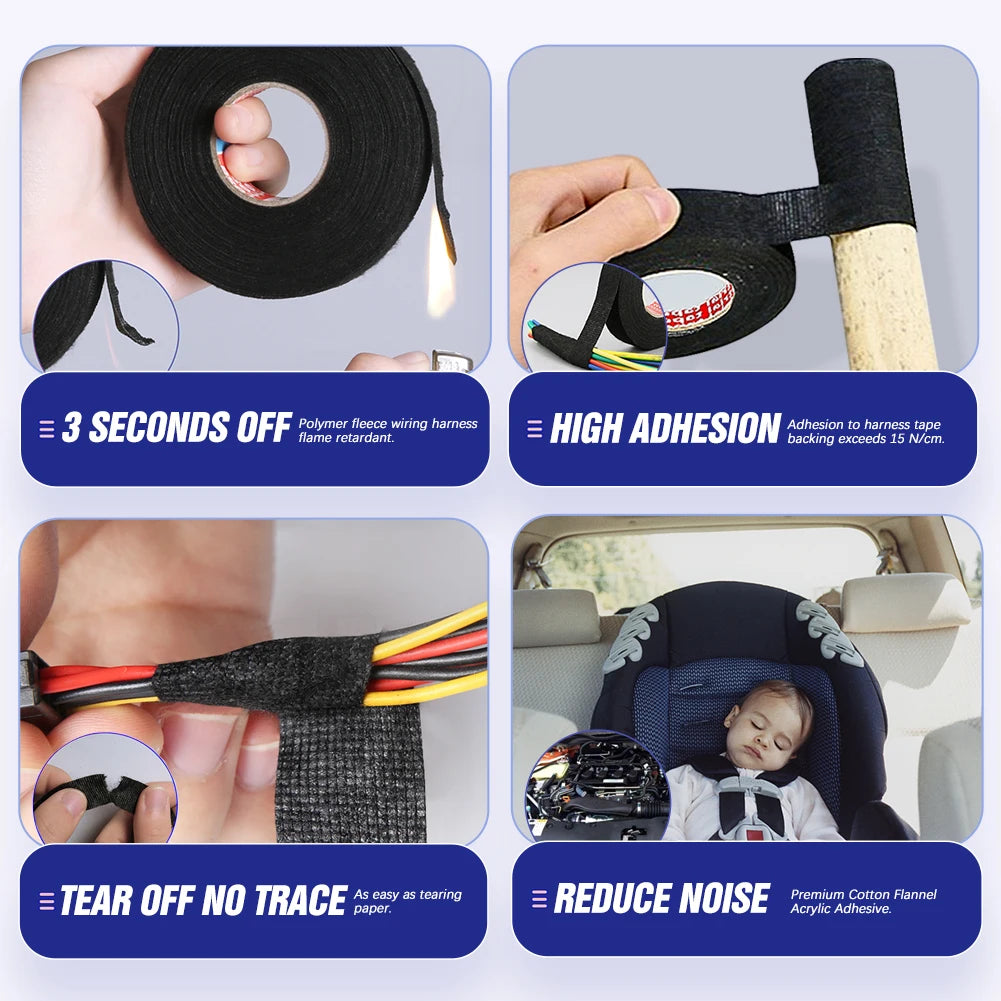 15M 9/15/19/25/32MM Heat-resistant Adhesive Cloth Fabric Tape For