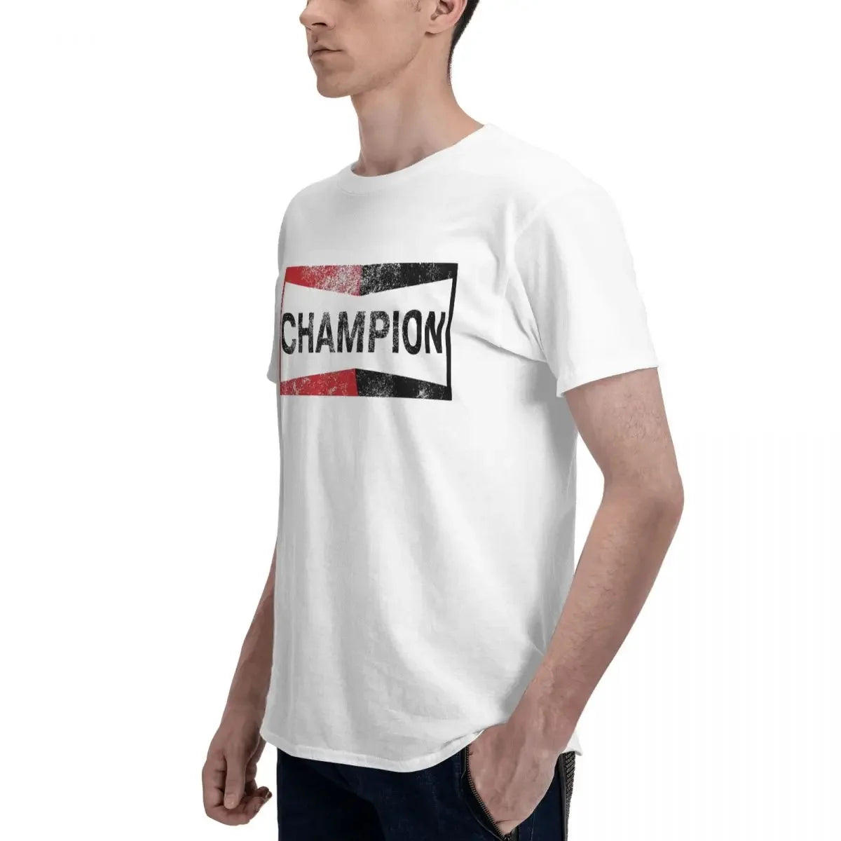 Champion Vintage Logo 100% Cotton T-shirt Men's Oversized T Shirts Men