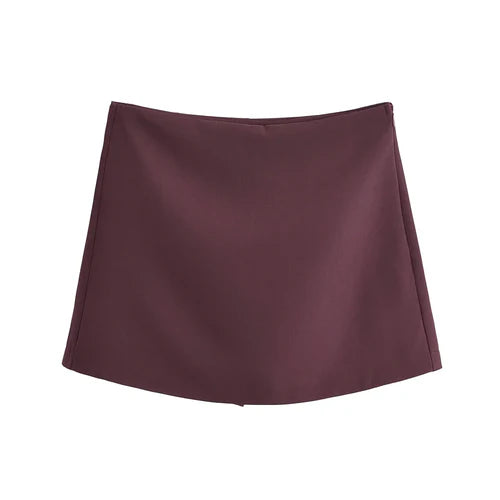 TFMLN New Spring Women Solid Skort Fashion Causal Side Zipper Mini