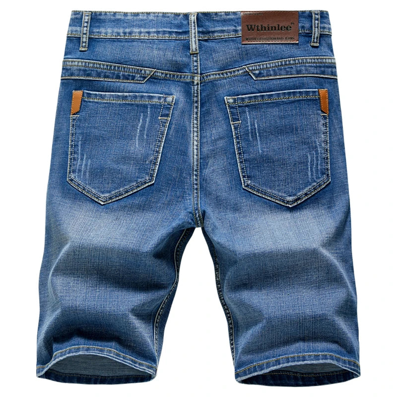 Summer Shorts Jeans Men Denim Pants Stretch Dark Blue Fashion Design