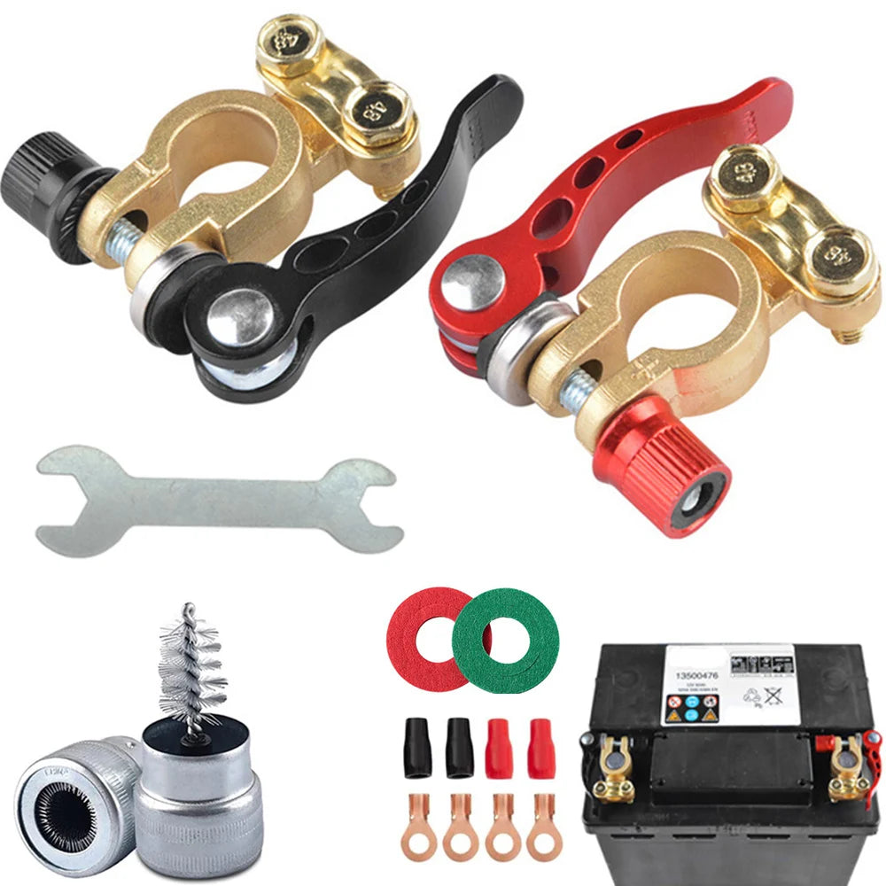 1 Pair 12V 24V Car Battery Terminals Top Post Wire Cable Clamp Quick