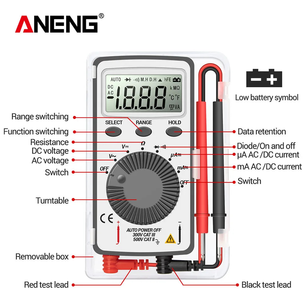 ANENG AN101 1999 Counts Mini Professional Digital Multimeter AC/DC