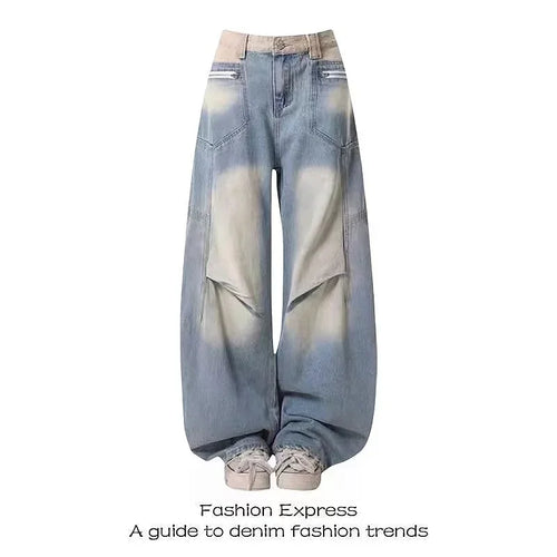 American Retro Multi Pocket Jeans High Waist And Slim Casual High