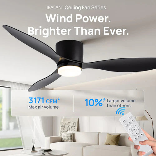 IRALAN Modern Ceiling Fan with LED Light DC motor Large Air Volume