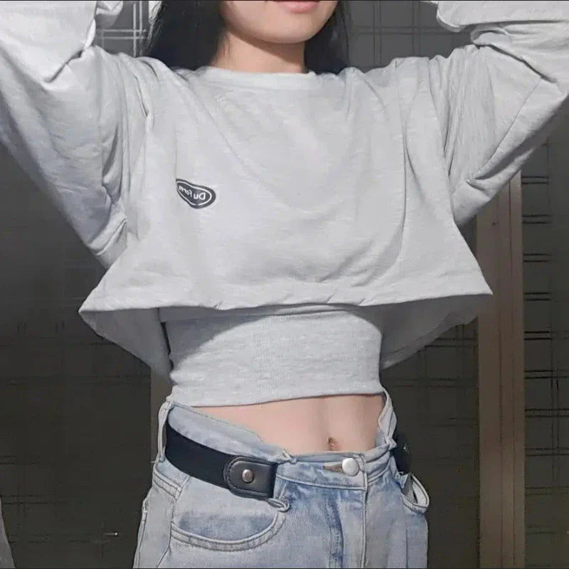 New Women Solid Color O-neck Long Sleeve Hoodie Sweatshirt Fashion