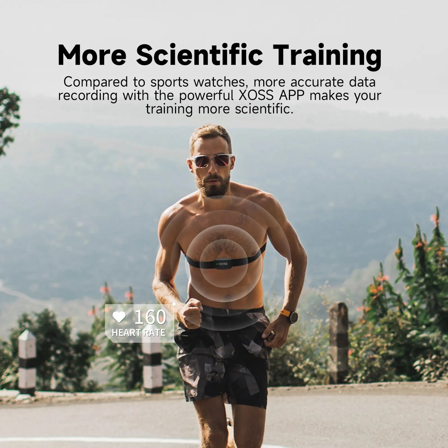 XOSS X2 Chest Strap Heart Rate Monitor for Cycling, Running, Hiking,