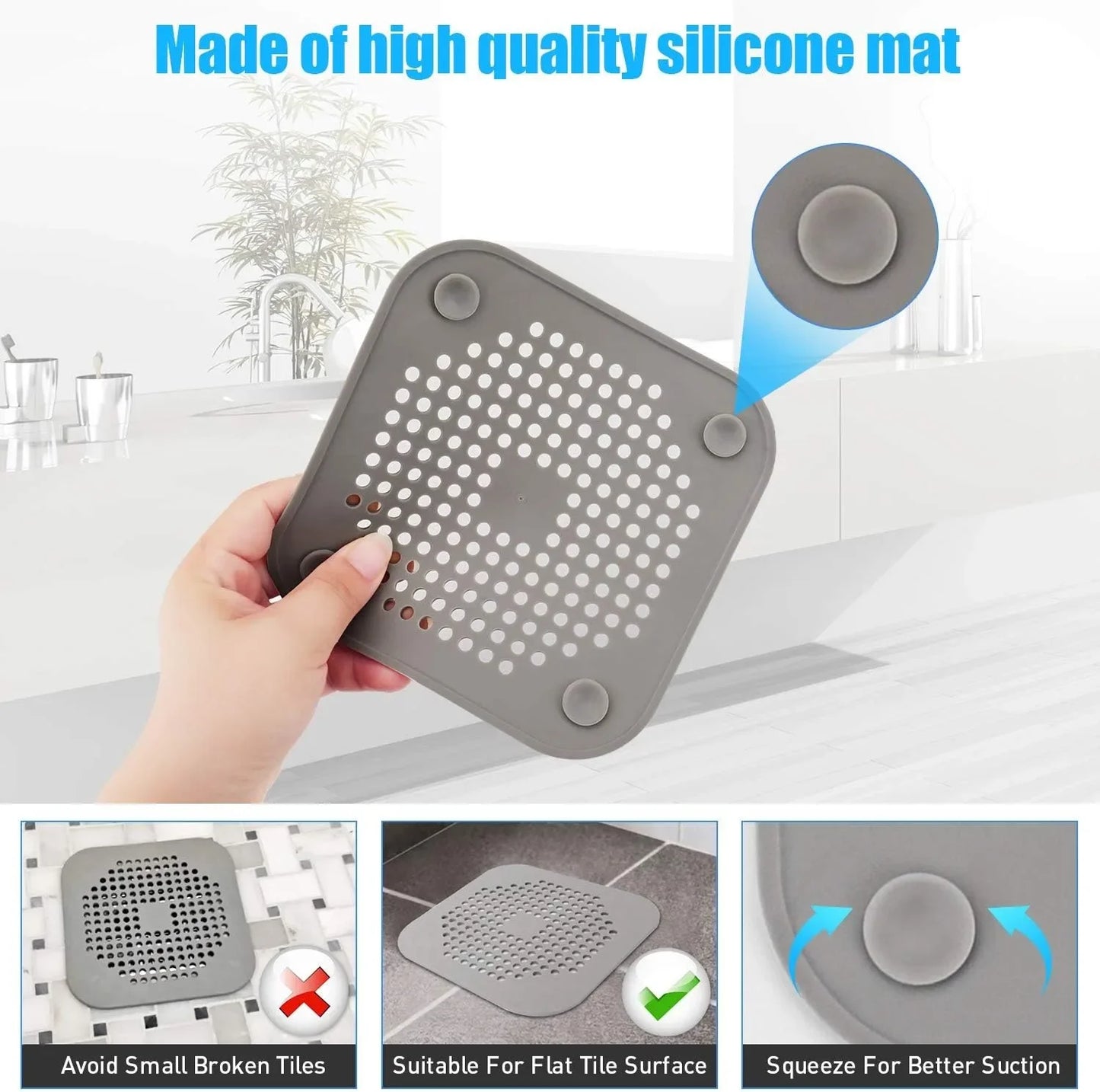 Sewer with Suction Cup, Floor Drain Mat, Kitchen, Bathroom, Anti