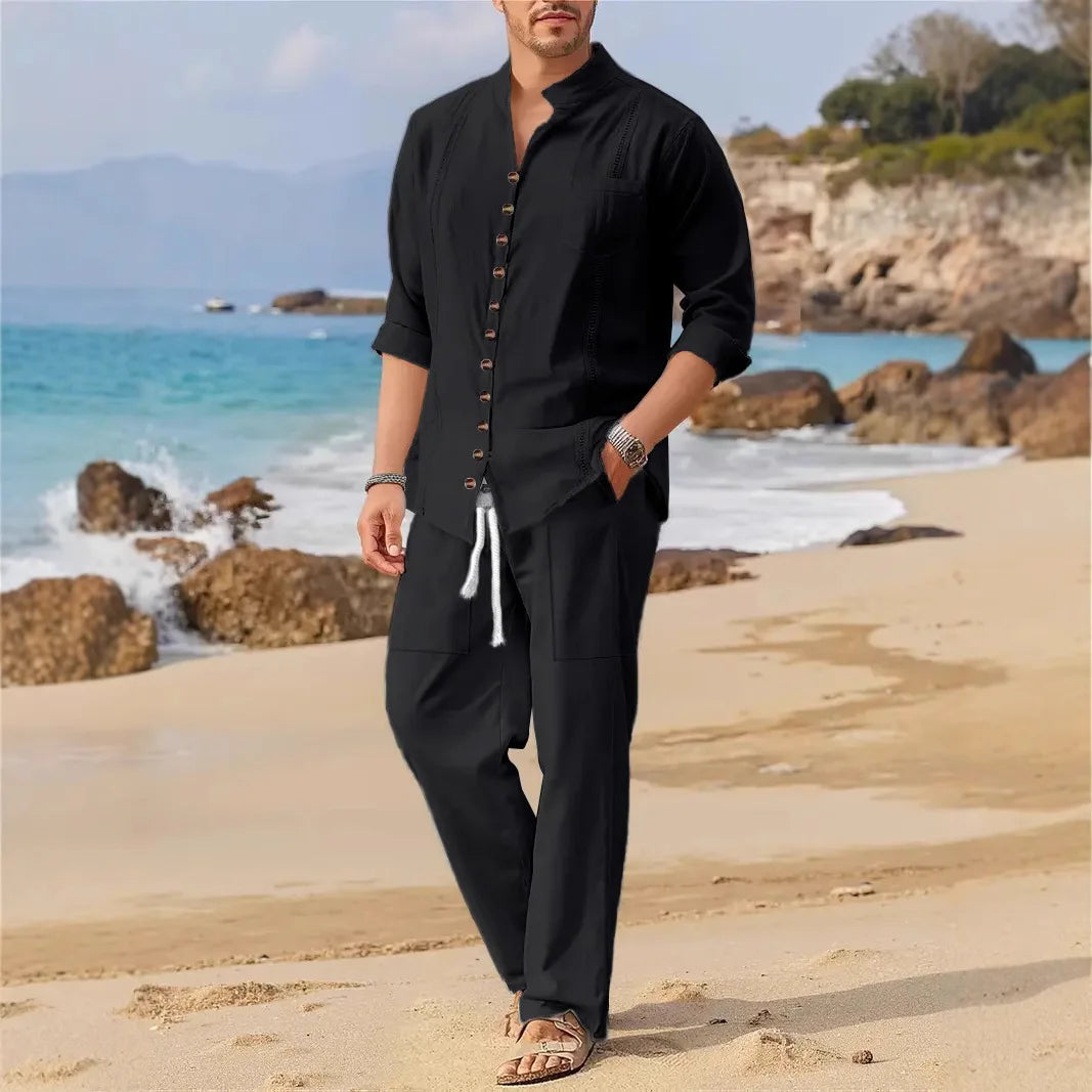 2025 Spring and autumn Cuban style fashion men's shirt trend casual