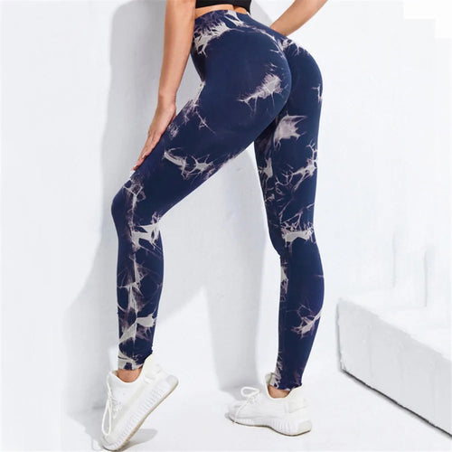 QK S-L Women Dye Seamless Yoga Pants High Waist Leggings Scrunch Gym