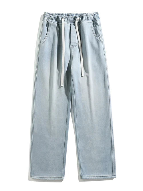 Winter Men's Jeans Korean Fashion Fleece Liner Thick Warm Straight
