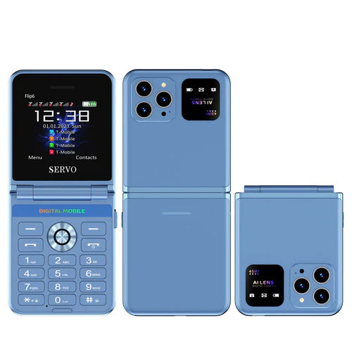 SERVO Flip6 4 SIM Card standby Folding Mobile Phone 2.4” Auto Call