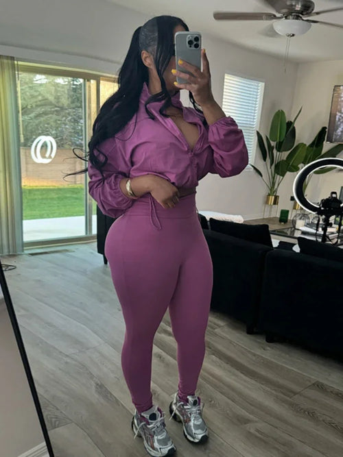 Leosoxs 2024 Autumn Women 2 Piece Set Casual Tracksuit Zipper Thin
