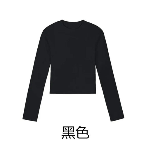 Cotton O Neck Long Sleeve Shirt Women Sexy Cropped Tops 2024 Autumn