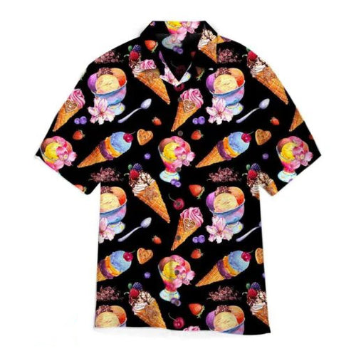 2024 Hawaiian Shirt For Men Summer Ice Cream T-Shirt Beach Prints