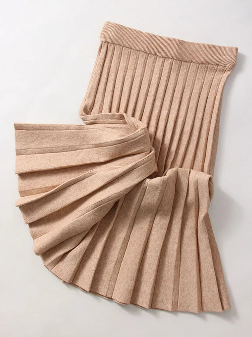 Knit Black Mini Pleated Skirts For Women A Line Winter Short Skirt