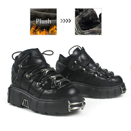 New 2024 Brand Punk Style Women Shoes Lace-up heel height 6CM Platform