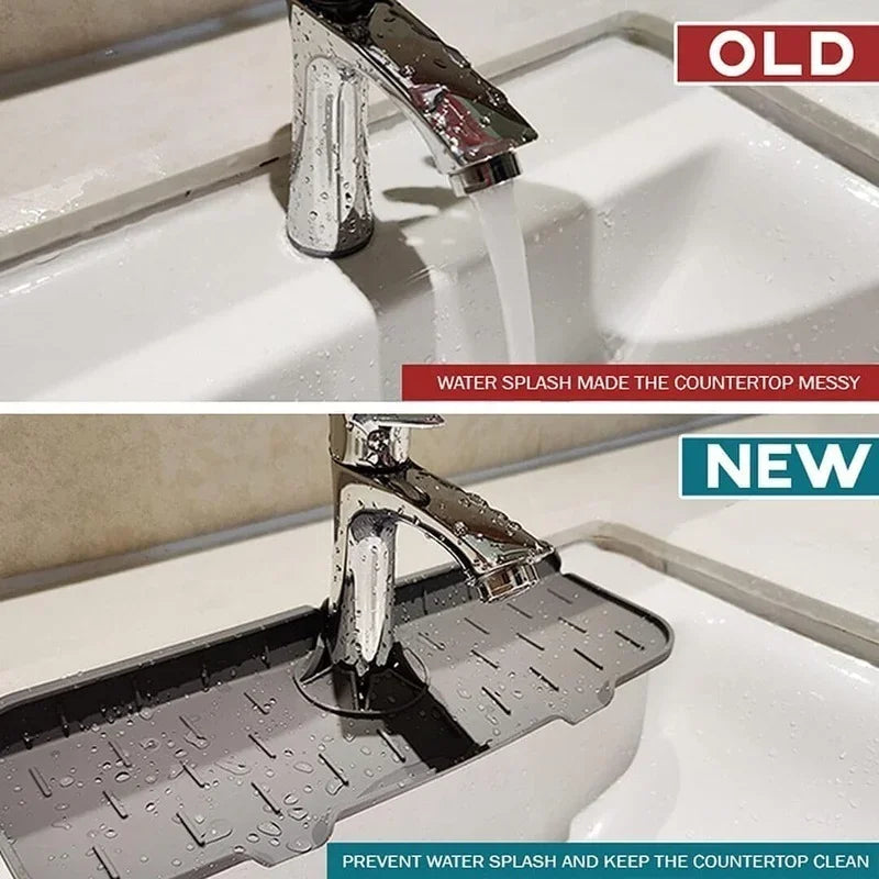 Kitchen Silicone Faucet Absorbent Mat Sink Splash Catcher Countertop