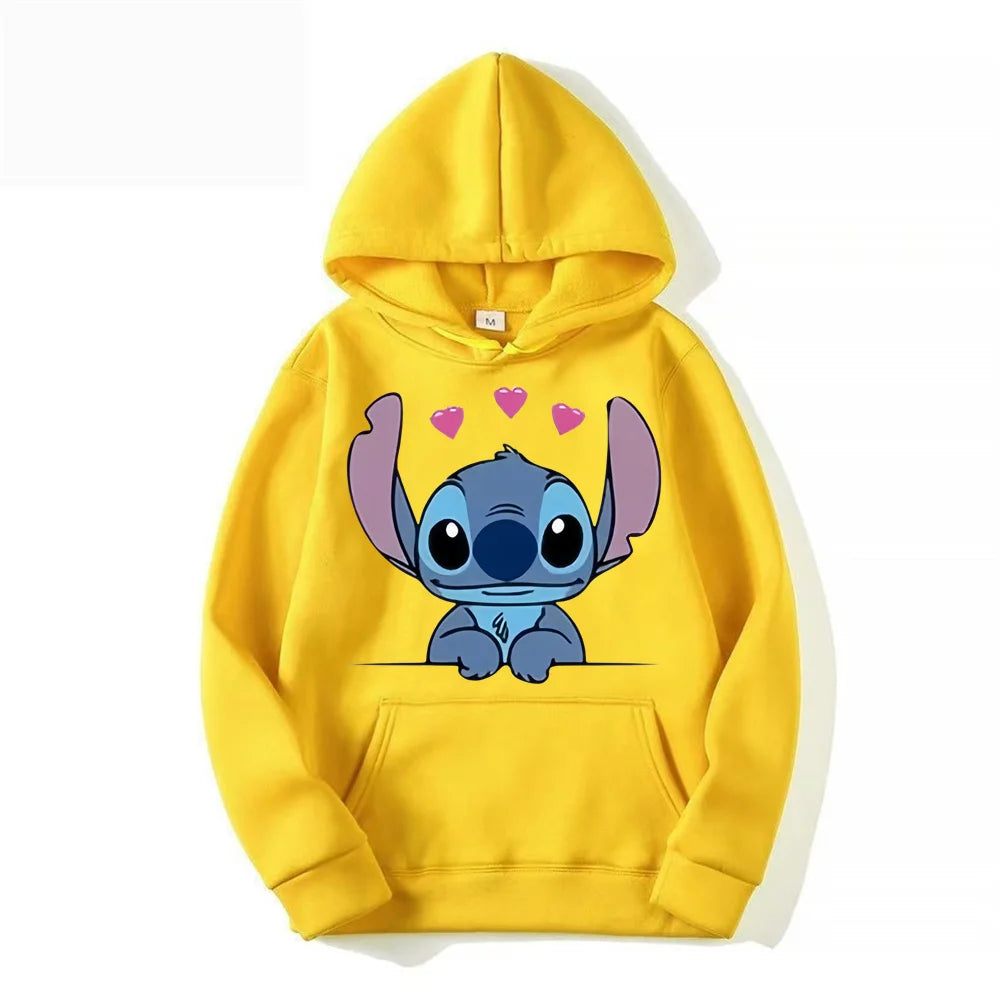 Disney Stitch Cartoon Anime Women Pullover Spring Autumn Men Oversized
