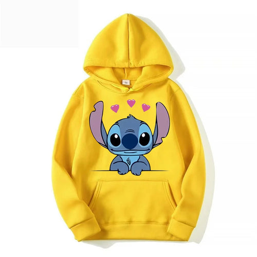 Disney Stitch Cartoon Anime Women Pullover Spring Autumn Men Oversized